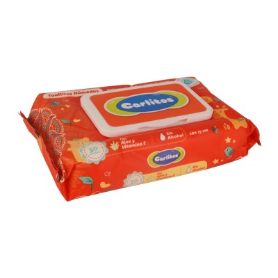 Toalla Humeda Carlitos Naranja x50