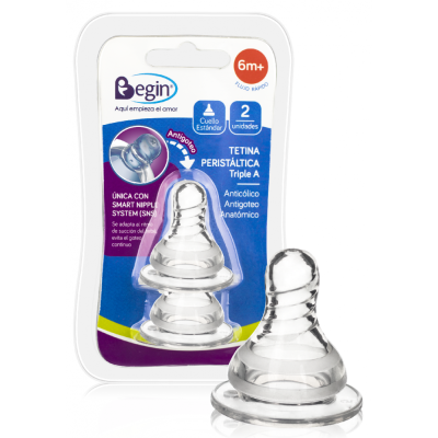 Tetina Begin Peristáltica Cuello Estándar 6m+