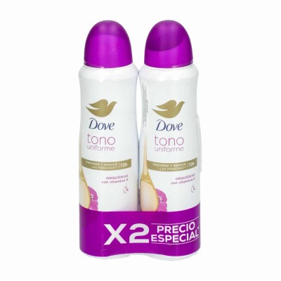 Desodorante Dove Tono Uniforme Orquídeas Spray x2